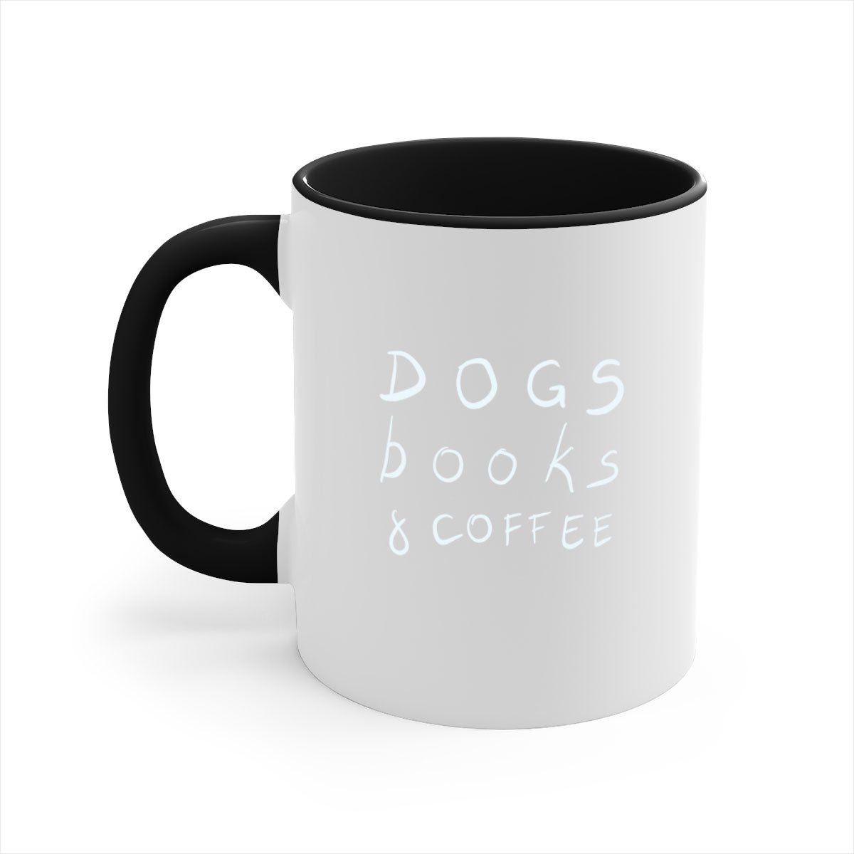 dogs books and coffee mug