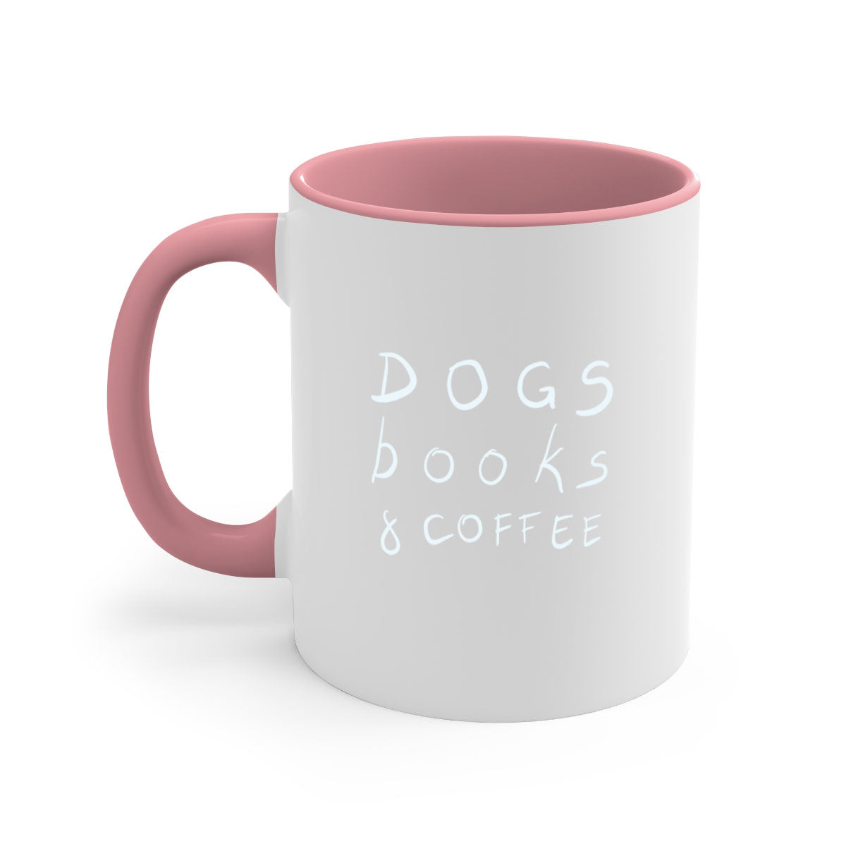 dogs books and coffee mug