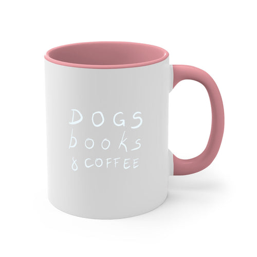 dogs books and coffee mug